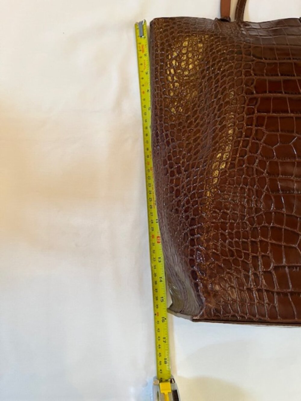&OTHER STORIES | Croc Embossed Brown Leather Lg Tote Shoulder Shopping Bag-EUC - Picture 6 of 12